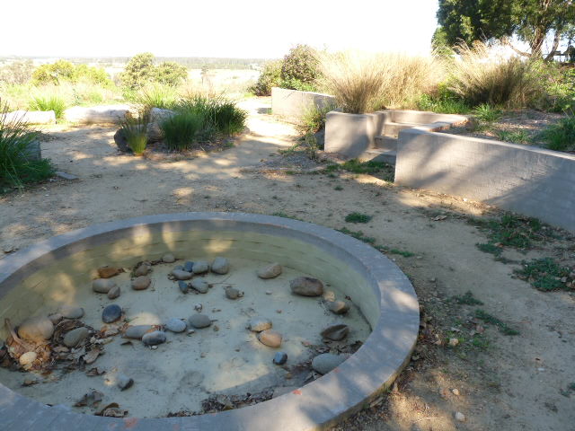 Sacred fire pit in memorial garden, Richmond